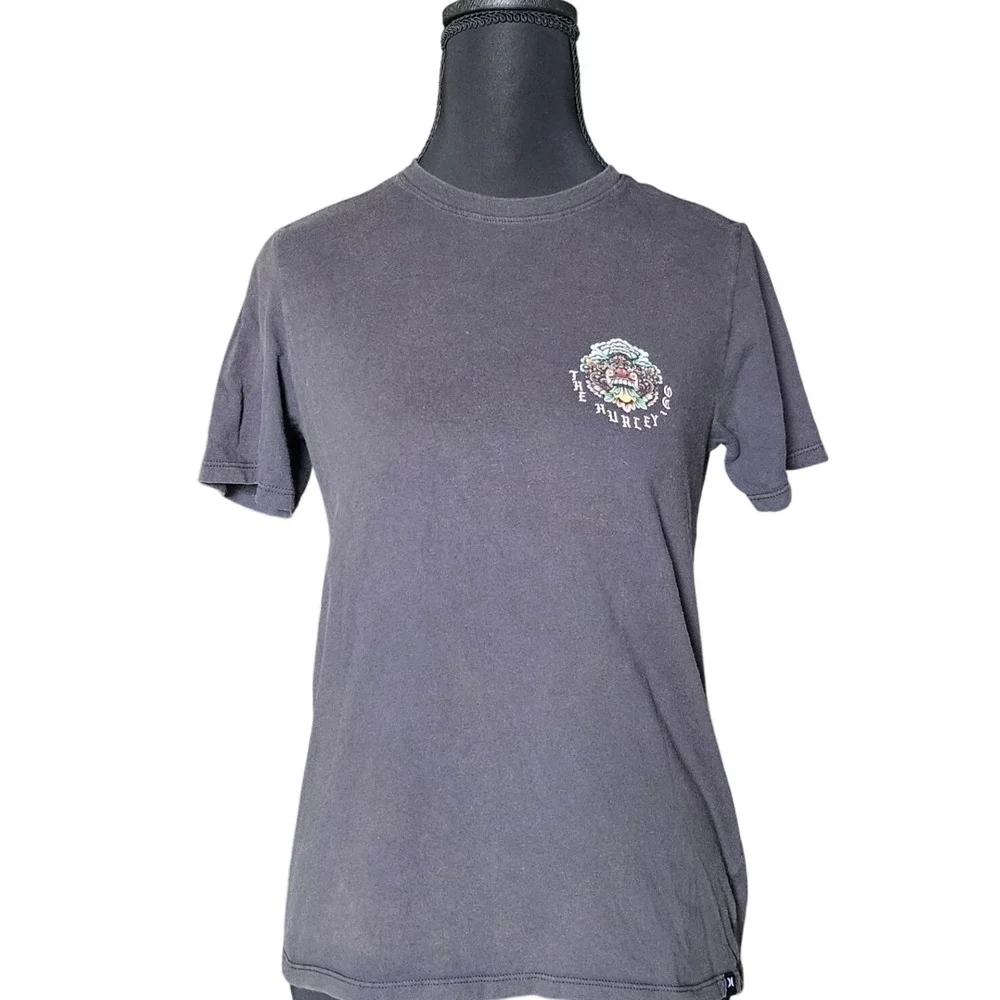 Hurley Bali Bagus Surf Baby Tee Shirt M T-Shirt Worn Black Y2K - Picture 2 of 8